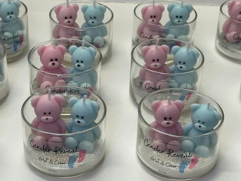 Gender Reveal Favors | Scented Candles Gender Reveal Souvenir Ideas, Gender Reveal Candles, Teddy Bear Favors, Bear Favors, Teddy Bear Gender Reveal, Bear Gender Reveal, Gender Reveal Favors, Butterfly Party Favors, Gender Reveal Party Favors