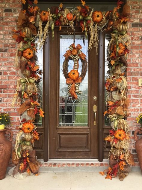 Fall Door Garland Fall Swag Thanksgiving Door Decor Fall | Etsy Fall Door Garland, Door Garland, Fall Swags, Fall Mantle, Fall Front Porch Decor, Fall Door Decorations, Fall Garland, Fall Thanksgiving Decor, Autumn Decorating