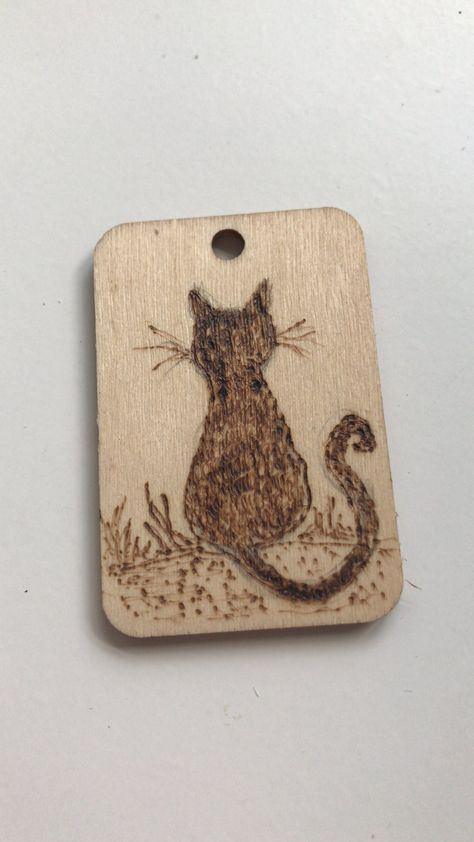 Cat Wood Burning, Cat Wood, Hand Burn, Wood Burning Patterns, Cat Tags, Wooden Tags, Fire Dragon, Pyrography, Diy Business