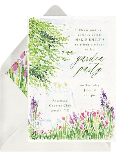 13 Tips for Throwing the Perfect Garden Party Garden Party Ideas, Garden Party Invitations, Decorative Glass Jars, Garden Party Theme, Seasonal Cocktail, 80th Birthday Party, Tea Party Garden, 12th Birthday, Party Poster