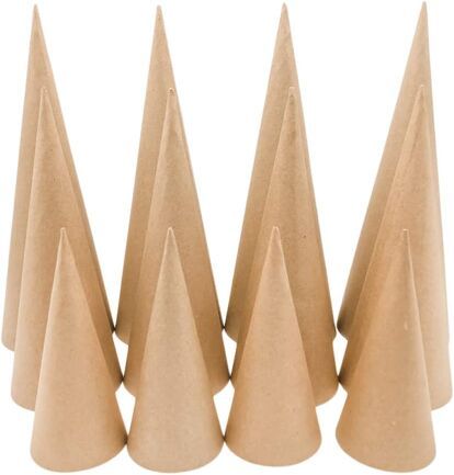 Diy Cone Christmas Tree, Diy Cone, Paper Mache Tree, Candy Corn Crafts, Paper Mache Cone, Burlap Trees, Paper Mache Christmas, Diy Tree Decor, Tree Projects