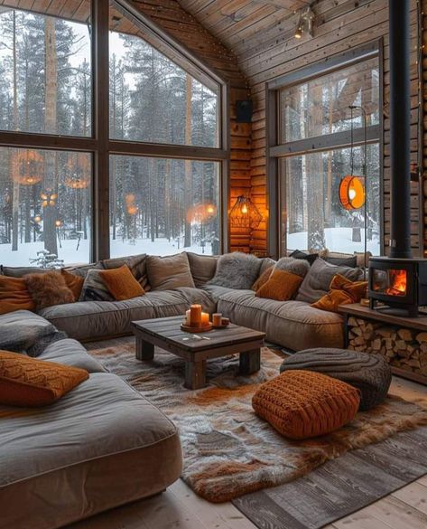 Cozy Country Home, Log Houses, Cabin Living Room, Luxurious Bedroom, Cabins And Cottages, Cozy Place, Design Your Dream House, Cabin Homes, Cozy Room