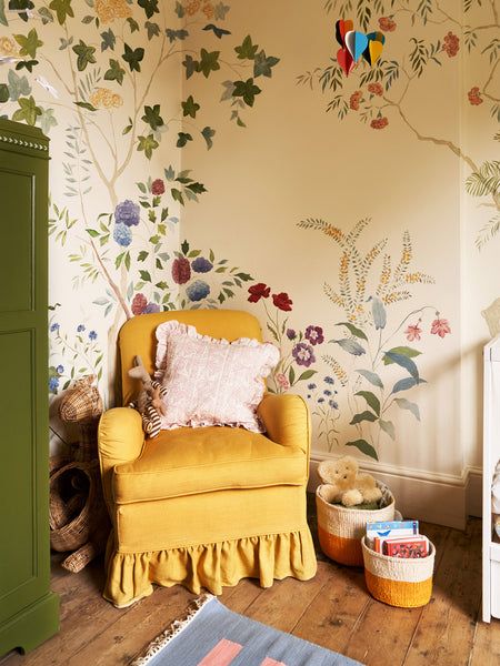 Besoke - Murals – Tess Newall Magical Playroom, Tess Newall, Nursery Mural, Woven Baskets, White Room, Tea Rose, Woven Basket, My New Room, My Dream Home