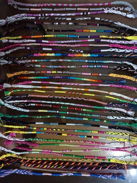 Hair Raps Colors, Hair Wrap Color Combos, Hair Rap, Threaded Bracelets, Thread Hair Wraps, Loc Accessories, Brand Nubian, Friendship Bracelet Knots, Boho Hair Wrap