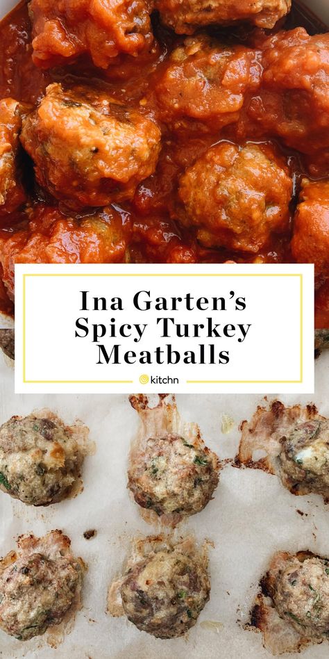 Ina Garten's spicy turkey meatball recipe has a special ingredient that makes them stand out as peak comfort food. Check out her what makes this recipe so tasty. Turkey Sausage Meatballs, Best Turkey Meatballs, Sausage Meatballs Recipes, Italian Sausage Meatballs, Italian Turkey Meatballs, Ground Turkey Meatballs, Spicy Turkey, Sausage Meatballs, Turkey Meatballs Baked