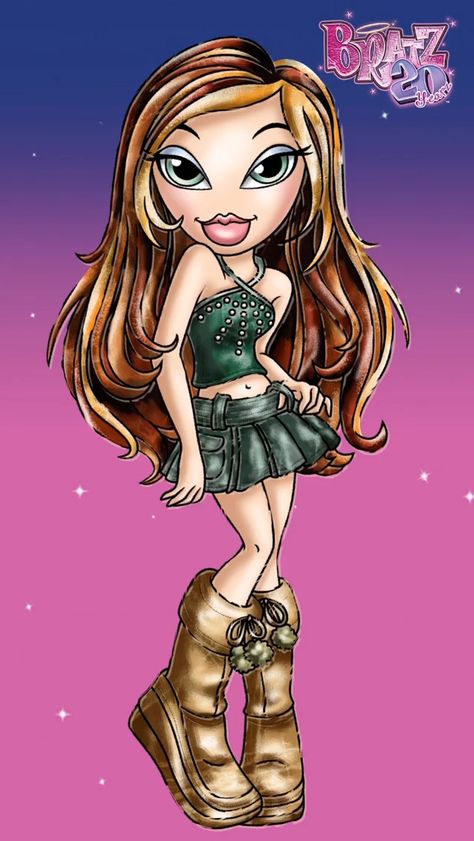 Bratz Dolls Paintings, Bratz Artwork, Bratz Characters, Bratz Yasmin, 2000s Art, Doll Drawing, Brat Doll, Bratz Girls, Bratz Inspired Outfits