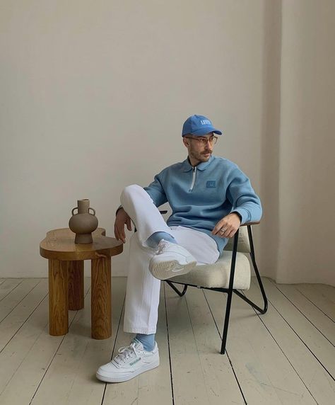 Half Zip Outfit Men, Blue Cap Outfit, Mens Baseball Cap Outfit, Half Zip Outfit, Baseball Cap Outfit Men, Men With Cap, Cap Outfit Men, Men's Outfit By Occasions, Baseball Cap Outfit