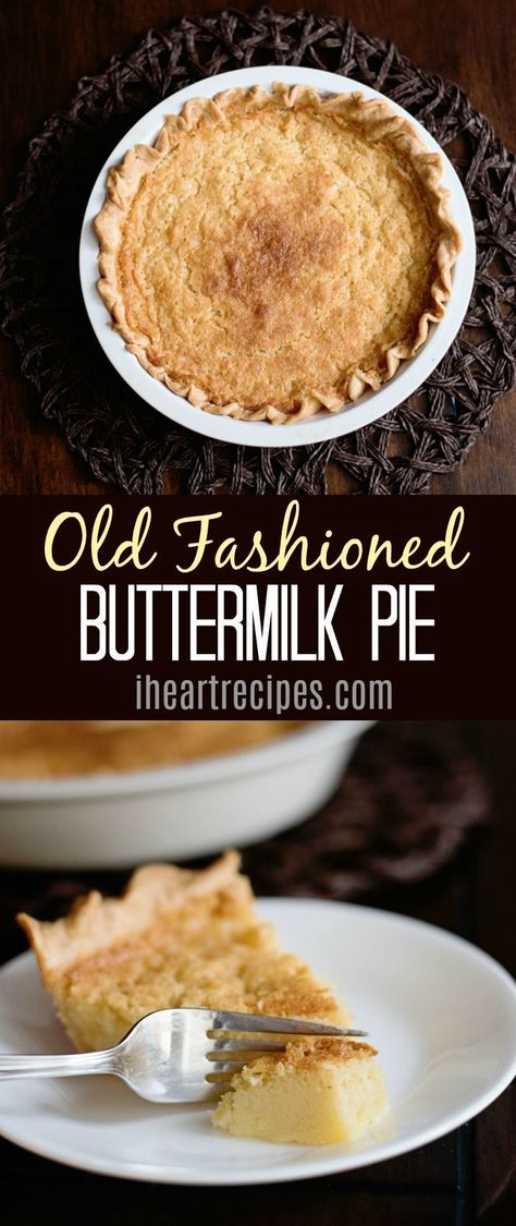 This easy Old fashioned Buttermilk Pie recipe is the BEST hands down. It's one of those classic southern desserts that I just can't get enough. I love southern desserts, especially cobblers & pies! One of my favorite southern pies would have to be a old fashioned buttermilk pie! #easydesserts #desserts #comfortfood #easyrecipes Southern Buttermilk Pie, Holiday Pies Recipes, Buttermilk Pie Recipe, I Heart Recipes, Buttermilk Pie, Southern Desserts, Southern Recipes Soul Food, Perfect Pies, Country Cooking