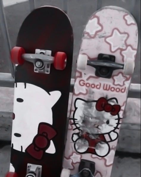 Hello Kitty Skateboard, Y2k Skateboard, Skateboard Painting, Tapeta Z Hello Kitty, Shoe Hacks, Images Hello Kitty, Skateboard Aesthetic, Skateboard Deck Art, Skateboard Art Design