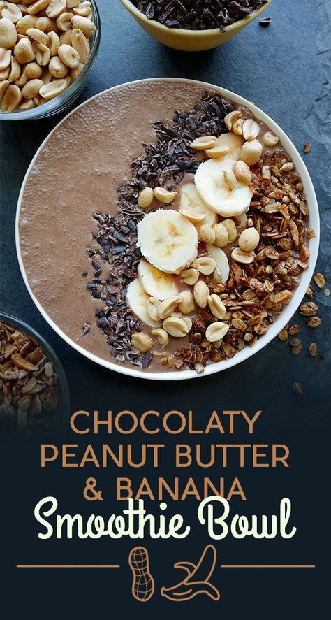 Chocolate Peanut Butter Smoothie Bowl, Peanut Butter And Banana Smoothie, Milk Banana, Açaí Bowls, Peanut Butter And Banana, Breakfast Smoothie Bowl, Banana Smoothie Bowl, Peanut Butter Banana Smoothie, Smoothie Bowl Healthy