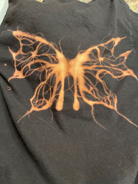 Bleach Art Bag, Bleach Dye Hoodie, Butterfly Bleach Shirt, Bleach Butterfly, Bleach Top, Moth Bleach Design, Bleach Clothes Design Butterfly, Bleach T Shirt, Bleached Black Hoodie Art