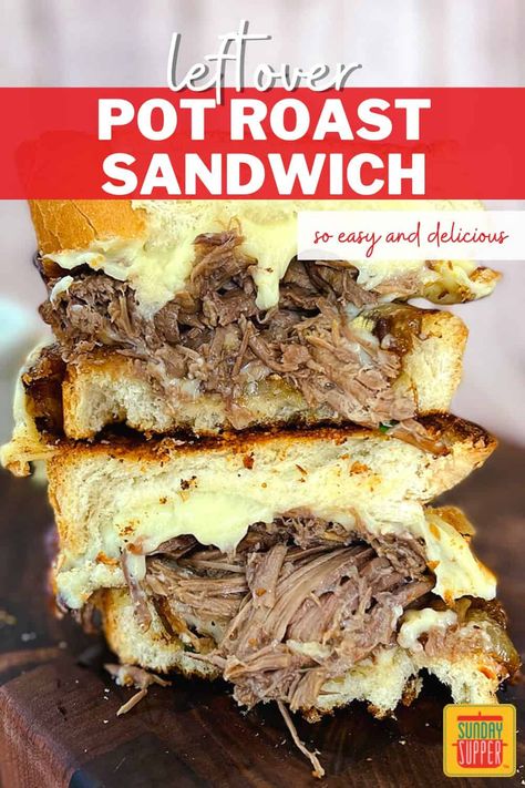 Pot Roast Leftovers, Pot Roast Sandwich, Roast Sandwiches, Pot Roast Sandwiches, Leftover Pot Roast, Steak Sandwich Recipes, Easy Pot Roast, Best Pot Roast, Cherry Tomato Sauce