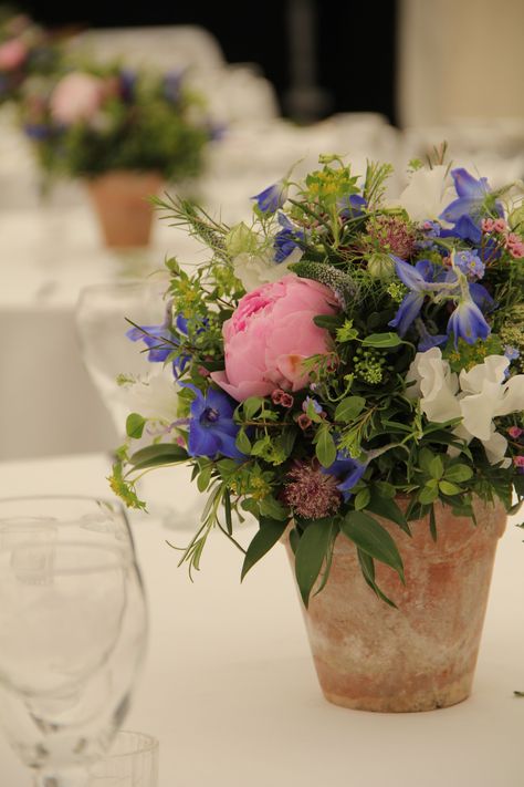 vintage terracotta pots with nice flower arrangements Potted Plant Ideas, Vintage Terracotta Pots, Country Garden Flowers, Tattoo Plant, Nice Flower, Table Arrangements Wedding, Wedding Countdown, Plant Ideas, Wedding Table Decorations