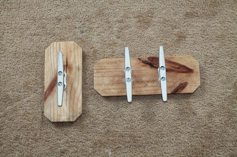 Hous.Love.Dog.Blog.: DIY Nautical Boat Cleat Towel Hooks Boat Cleats As Hooks, Hand Towel Hook, Ikea Ekby, Boat Cleat, Diy Nautical, Habitat Restore, Over The Door Hanger, Make A Boat, Nautical Diy