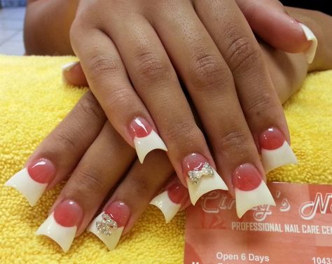 Ugly Duck Nails, Duck Feet Acrylic Nails, Pink French Manicure, Fan Nails, French Tip Nail Designs, Duck Nails, Basic Nails, Feet Nails, Acrylic Nail Art