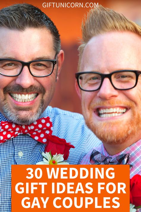 Are you attending a gay wedding in the coming months or next year? Don’t fall into gift buying based on assuming gay stereotypes.Get to know the gay couple by talking to them in person and surfing their Facebook pages to come up with thoughtful, non stereotypical gifts. Purchase a gift that the gay couple can use together. #gaycouple #gaywedding #weddinggift Gay Men Wedding Gifts, Gay Wedding Gifts, Gay Wedding Shower Ideas, Wedding Something Borrowed Ideas, Gay Wedding Ideas Decor, Engagement Present Ideas, Gifts For Engaged Friend, Wedding Gifts For Newlyweds, Wedding Gift Money