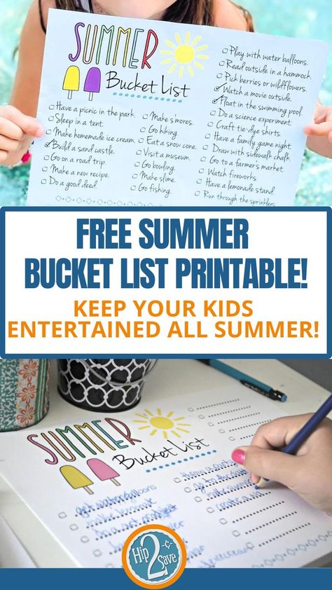 Keep Your Kids Entertained With This FREE Summer Bucket List Printable Printable Summer Bucket List, Kids Summer Bucket List, Bucket List Printable, Excited For Summer, Making Homemade Ice Cream, Summer Play, Family Scrapbook, Summer Bucket List, Summer Memories