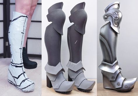 Leg Armor, Peach Cosplay, Peach Design, Foams Shoes, I Always Love You, Armor Design, Tape Pattern, Cosplay Armor, Medieval Armor