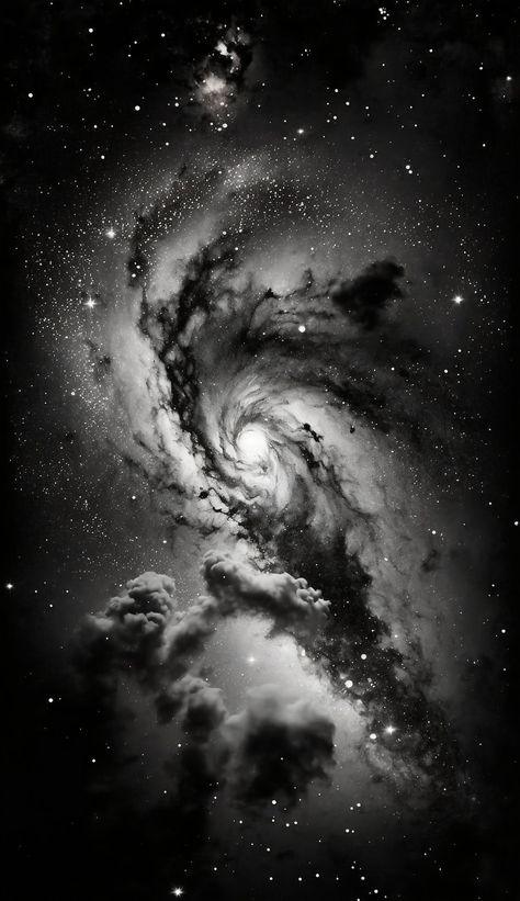 Black Hole Galaxy Tattoo, Space Realism Tattoo, Nebula Tattoo Black And White, Galaxy Tattoo Black And White, Black And White Space Aesthetic, Cosmos Tattoos, Universe Black And White, Space Black And White, Galaxy Black And White