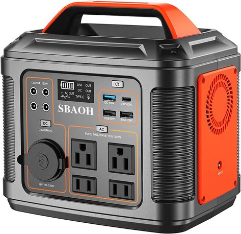 PRICES MAY VARY. Title: SBAOH Portable Power Station, 300W 296Wh Solar Generator Quick Charge / 110V AC Outlets/DC Ports and LED Flashlight, Lithium Battery Backup for Home Outdoor Travel Camping Blackout. Product Type: Categories > Generators & Portable Power > Generators Portable Power Generator, Battery Generator, Portable Solar Power, Portable Power Station, Generator House, Solar Power Bank, Portable Generator, Power Generator, Solar Generator