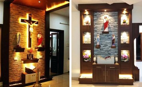 Home Altar Catholic, Prayer Room Ideas, Catholic Home, Catholic Altar, Altar Design, Bedroom Inspirations Minimalist, Prayer Corner, Temple Design For Home, Kabinet Dapur