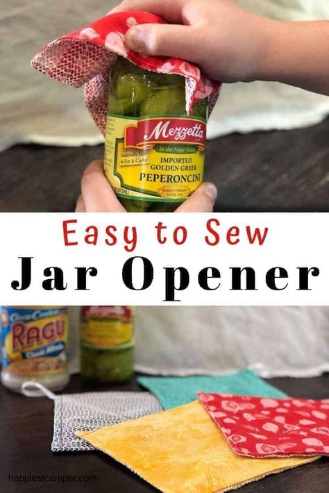 Jar Opener Easy Sewing Project. Step by step instructions to make a jar opener easy sewing project. Perfect for gifts, #sewingprojects #sewing Beginners Sewing, Fat Quarter Projects, Jar Opener, Sewing Tutorials Free, Beginner Sewing Projects Easy, Small Sewing Projects, Leftover Fabric, Easy To Sew, Sewing Projects For Beginners