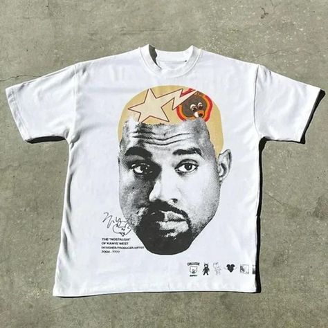 Kanye West T-shirts go and take a look at horau.com🎉💯 Street Football, Goth Harajuku, Gothic Harajuku, Gothic Men, Streetwear Graphic Tees, Vintage Portrait, Y2k Era, American Gothic, High Street Fashion