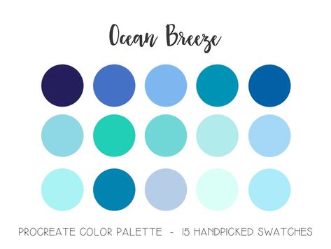 Ocean Breeze Palette Procreate Color Palette Blue Aqua - Etsy Australia