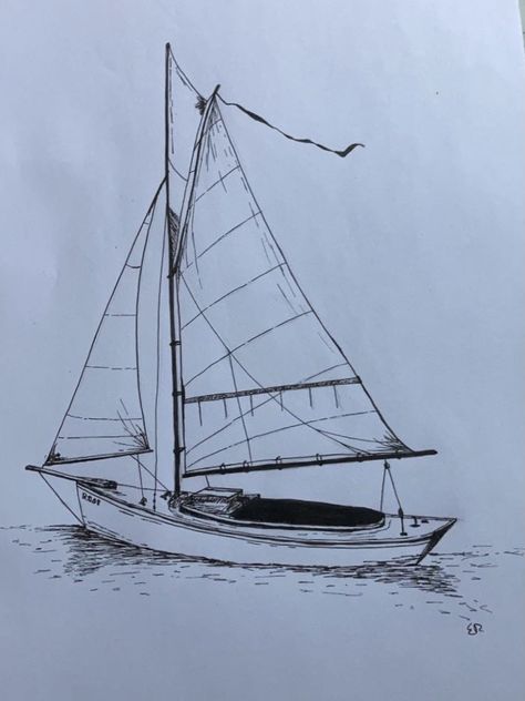 Pen art 1-3-21 Sail Boat Sketches, Sailboat Sketch Simple, Sail Boat Drawing, Boat Sketches, Fate Tattoo, Sailboat Drawing, Boat Sketch, Watercolour Ideas, Boat Drawing