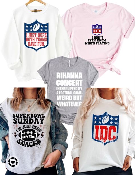 Funny superbowl tees from Etsy. Football nfl Diy Superbowl Shirt, Funny Super Bowl Shirt, Funny Football Shirts For Women, Funny Superbowl Shirt, Super Bowl Shirt Ideas, Superbowl Shirt Ideas, Super Bowl Shirts, Rihanna Concert, Funny Football Shirts