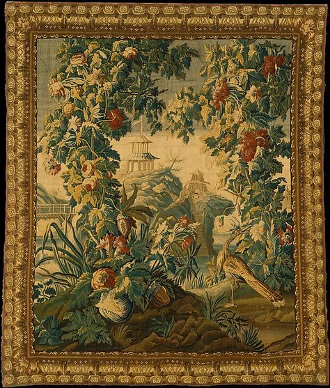 Woven at Aubusson | Fantastic Landscape | French, Aubusson | The Met Medieval Needlepoint, European Artists, Medieval Tapestry, Art Fabric, Fabric Panel, Antique Paint, Beautiful Backdrops, Arts And Crafts Movement, Pigment Ink