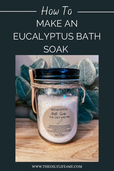 Need some help unwinding at the end of a long day? Try this easy DIY Eucalyptus Bath Soak. This soak is all natural, scented with essential oils and takes just 4 simple ingredients to make. Read on for full recipe and step by step instructions. #bathsalts #bathsoak #essentialoils #selfcare Eucalyptus Bath Salts, Diy Eucalyptus, Roman Chamomile Essential Oil, Bath Salts Recipe, Natural Recipes, Homemade Bath, Witch Shop, Essential Oils Bath, Coconut Milk Powder