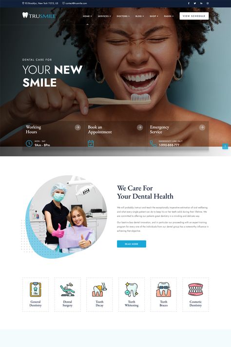 The "TruSmile - Dentist WordPress Theme" you mentioned is designed for dental clinics, dentists, or related healthcare professionals. Dentist Branding, Dental Advertising, Medical Website Design, Dental Logo Design, Dentist Clinic, Remedies For Tooth Ache, Dental Website, Social Media Branding Design, Dental Logo