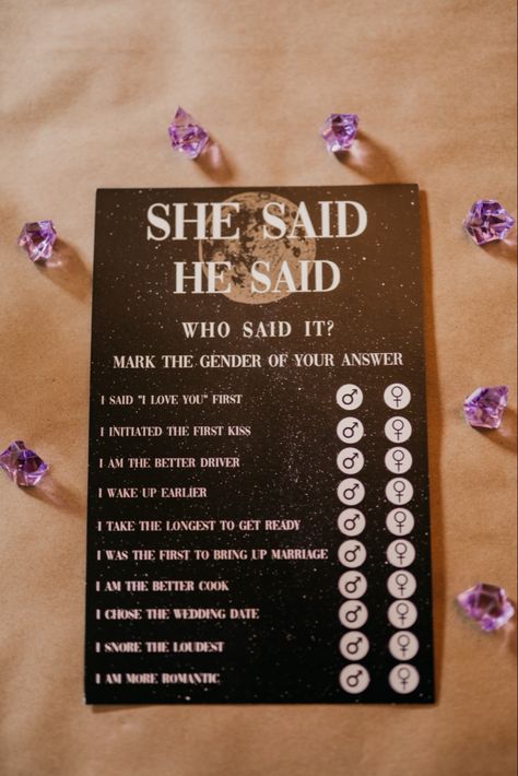 Horoscope Bachelorette Party, Bridal Shower Celestial, Starry Night Bridal Shower Theme, Goth Wedding Shower Ideas, Gothic Bridal Shower Games, Galaxy Bridal Shower Ideas, Tarot Bridal Shower Ideas, Celestial Bridal Shower Ideas, Zodiac Bridal Shower Theme