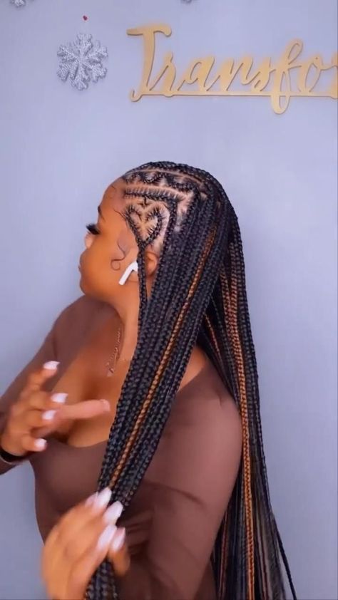 Stitch Braids Styles, Peekaboo Fulani Braids, Birthday Braids For Black Women, Feed In Braids With Knotless Braids, Fulani Braids With Color, Fulani Braids With Design, Banana Hair Clips, Classy Hairstyles, Big Box Braids Hairstyles