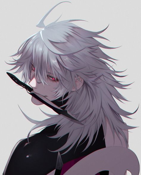 Anime Monster Boy, White Hair Red Eyes Anime Guy, Kengan Ashura, Long White Hair, Anime Demon Boy, Anime Drawings Boy, Red Eyes, Boy Art, Handsome Anime Guys