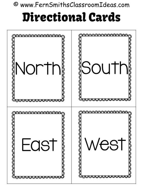 Montessori Culture, Social Studies Maps, Addition Task Cards, Compass Directions, First Grade Lessons, Cardinal Directions, Map Skills, Fun Classroom Activities, Classroom Freebies