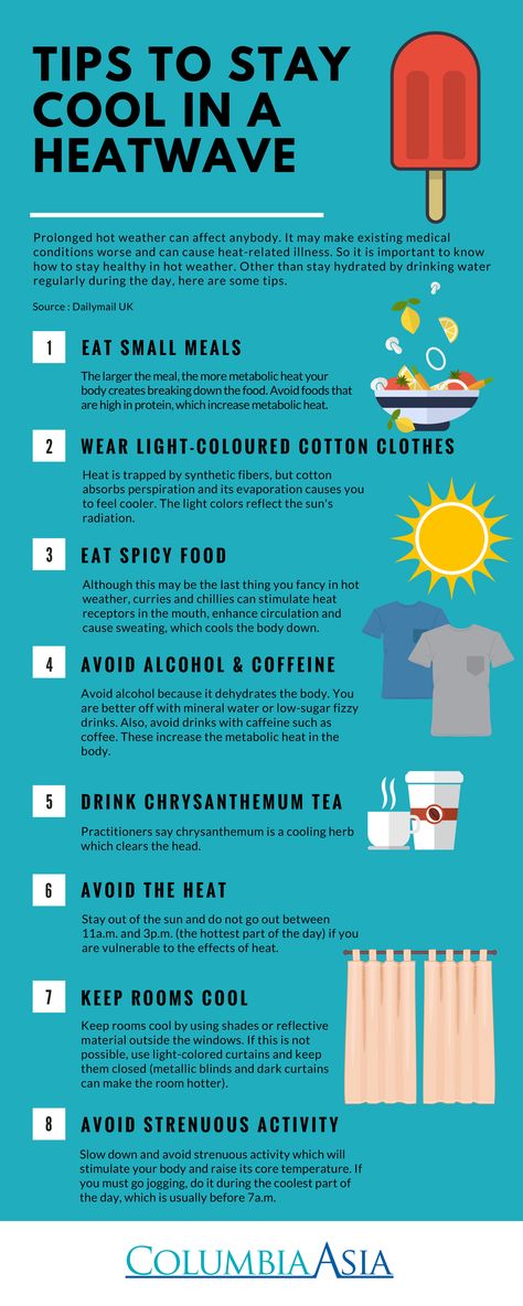 Tips to Stay Cool In A Heatwave  #CAHealthyTips Ways To Stay Cool In The Heat, Chrysanthemum Tea, Summer Hacks, Small Meals, Keep Cool, Spicy Recipes, Medical Conditions, Kitchen In, Stay Cool