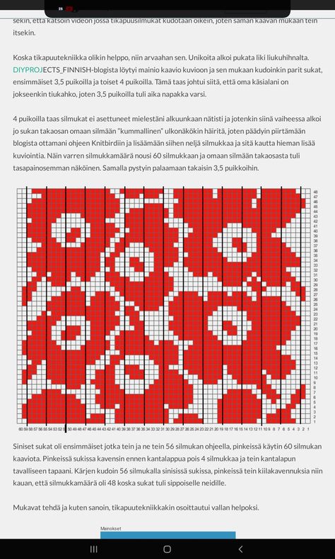 Marimekko Pattern Knitting, Marimekko Pattern, Knitted Socks Free Pattern, Knitting Basics, Colorwork Knitting, Knitting Machine Patterns, Knitting Charts, Knitting For Kids, Diy Knitting