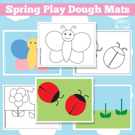 Fun Spring Play Dough Mats. Spring Play Dough, Play Doh Mats, Playdoh Mats, Play Dough Mats, Early Childhood Activities, Dough Mats, Playdough Activities, Preschool Centers, Playdough Mats