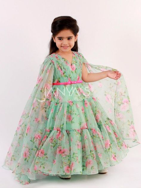 Georgette Frocks For Kids, Georgette Frocks, Printed Long Frocks, Long Frocks For Kids, Pre Shoot, Abc Cards, Kid Dress, Long Frock Designs, Kids Dress Collection