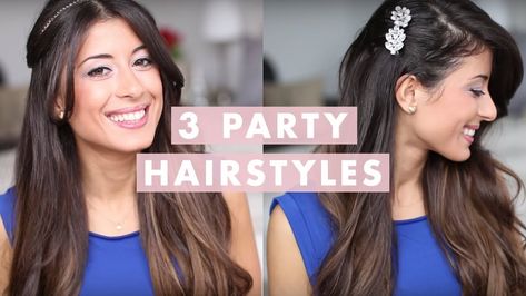 Party Hairstyles www.thestore786.com Hairstyles For Long Dresses, Bridal Hair Tutorial Videos, Hairstyles At Home, Wedding Party Hairstyles, Holiday Hairstyles Easy, Easy Party Hairstyles, Party Hairstyle, Holiday Party Hair, Side Bun Hairstyles