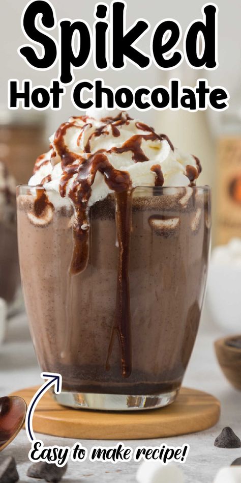 Hot Chocolate Alcoholic Drinks, Chocolate Alcoholic Drinks, Vodka Hot Chocolate, Alcoholic Hot Chocolate, Spiked Hot Chocolate Recipe, Crock Pot Hot Chocolate Recipe, Alcohol Chocolate, Frozen Hot Chocolate Recipe, Chocolate Drink Recipes