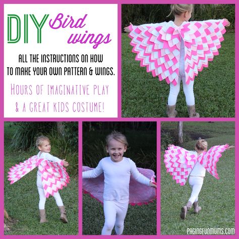 DIY Bird Wings - Make your very own gorgeous Bird Wings at home! Beautiful dress up activity & fantastic gift idea! Bird Wings Costume, Wing Pattern, Owl Costume, Diy Wings, Great Halloween Costumes, Bird Costume, Princess Diy, Diy Birds, Bird Wings