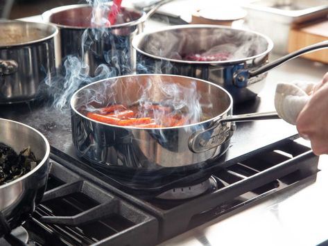 When you need to fit more pots and pans on your range, turn your stovetop griddle into a DIY French top. Restaurant Kitchen Equipment, Braised Kale, Cast Iron Griddle, Fry Pan Set, Sous Vide Cooking, Cooking Guide, Stainless Steel Cookware, Warm Food, Serious Eats