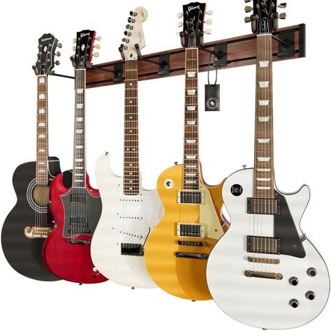 (New-In-Box)  - String Swing Guitar Wall Rack, Multiple Guitar Wall Mount, Guitar Organizer for Acoustic & Electric Guitars, 5 Padded Arm Hange... Guitar Hangers, Skateboard Room, Guitar Wall Hanger, Guitar Display, Guitar Rack, Guitar Hanger, Guitar Wall, Guitar Collection, Wall Rack