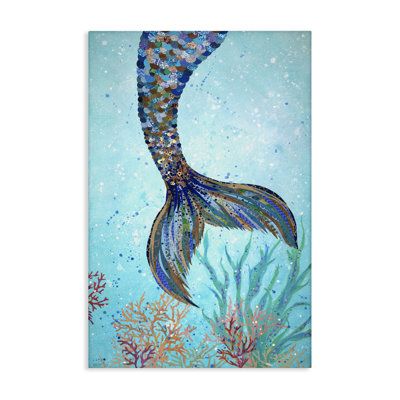 Our stretched canvas, floating framed, framed giclée and wall plaques are created with only the highest standards. We print with high quality inks. The art comes ready to hang with no installation required. Highland Dunes Overall Size: 45" H x 30" W | Highland Dunes Tall Tails Mermaid Canvas Wall Art by Jennifer Peck blackCanvas in Blue | 45" H x 30" W | Wayfair | Home Decor Mermaid Canvas, Wall Art Plaques, Stupell Industries, Mermaid Art, White Home Decor, White Houses, Canvas Home, Giclee Art, Wall Plaques