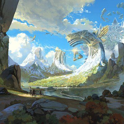 ArtStation - Shin jong hun The Art Showcase, Environment Painting, Art Showcase, Rpg Map, Art Landscapes, Landscape Concept, 다크 판타지, Castle In The Sky, Expedition Vehicle