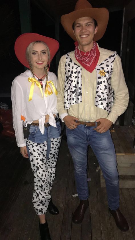 Woody and Jesse Halloween costume #halloween #costumes #woodandjesse #toystory #couple #coupledressup Jesse Halloween Costume, Jessie And Woody Costumes Couple, Halloween Toy Story, Jessie And Woody, Jessie Cosplay, Woody Costume, Woody And Jessie, Toy Story Costumes, Pirate Halloween Costumes