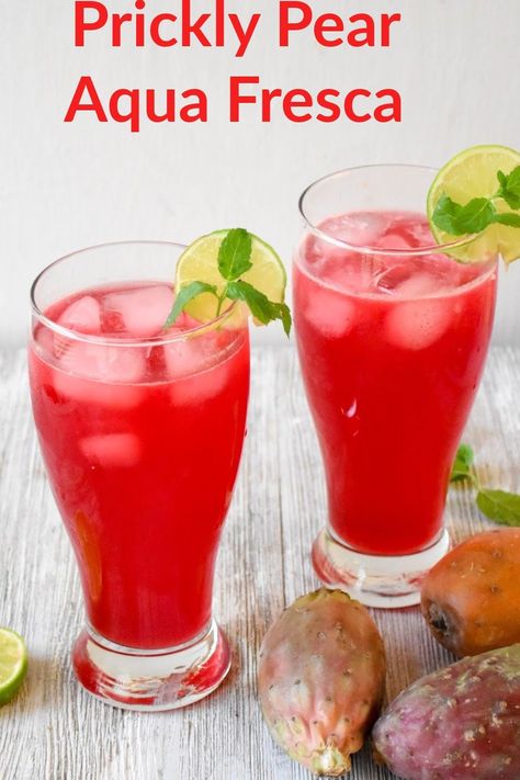 Prickly Pear Aqua Fresca Prickly Pear Mocktail, Prickly Pear Drink Recipes, Aqua Fresca Recipes Mexican Drinks, Peach Agua Fresca, Aqua Frescas, Aqua Fresca Recipes, Prickly Pear Recipes, Fresca Drinks, Rosemary Crackers